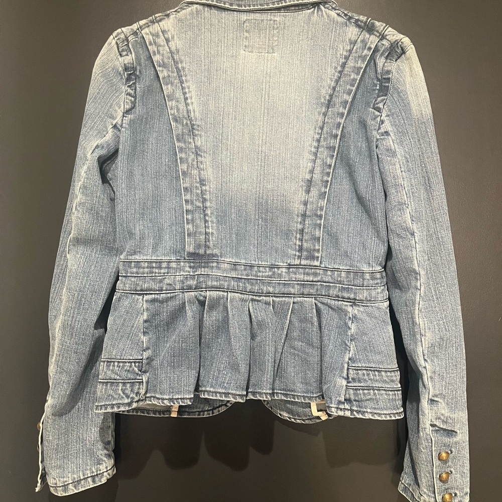 The Limited Light Blue Denim Blazer w/ Ruffle Back and Front Hook Closure size M - Picture 3 of 6